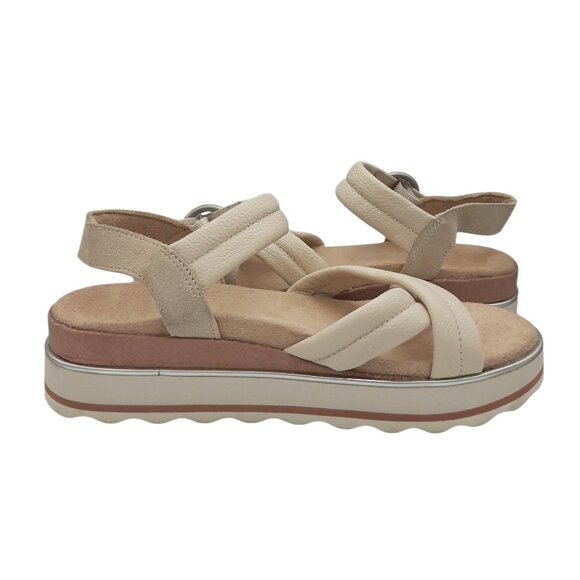 Vionic Reyna Cream Leather & Suede Platform Sandals SZ 8.5 - Picture 6 of 13